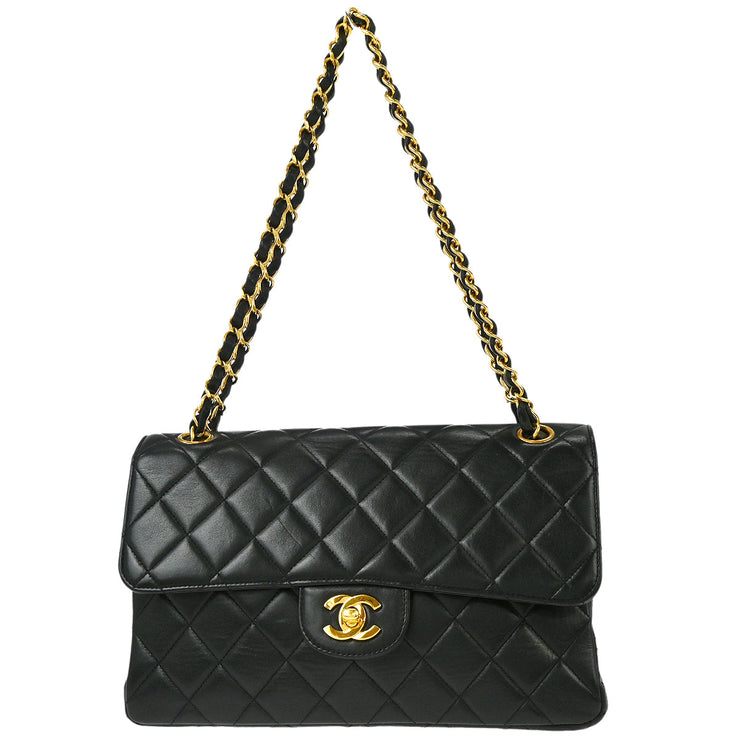 Chanel 1994-1996 Black Lambskin Double Sided Classic Flap Shoulder Bag