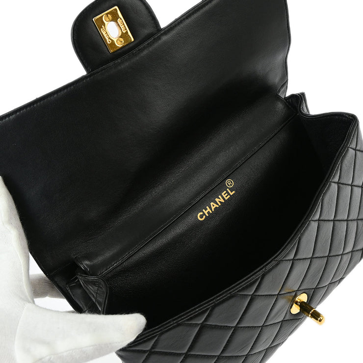 Chanel 1994-1996 Black Lambskin Double Sided Classic Flap Shoulder Bag