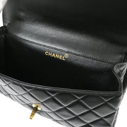 Chanel 1994-1996 Black Lambskin Double Sided Classic Flap Shoulder Bag