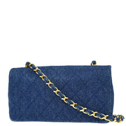 Chanel 1989-1991 Blue Denim Turnlock Mini Full Flap Shoulder Bag