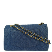 Chanel 1997-1999 Blue Denim Medium Classic Double Flap Shoulder Bag