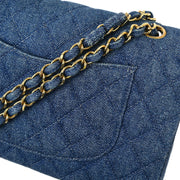 Chanel 1997-1999 Blue Denim Medium Classic Double Flap Shoulder Bag