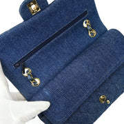 Chanel 1997-1999 Blue Denim Medium Classic Double Flap Shoulder Bag