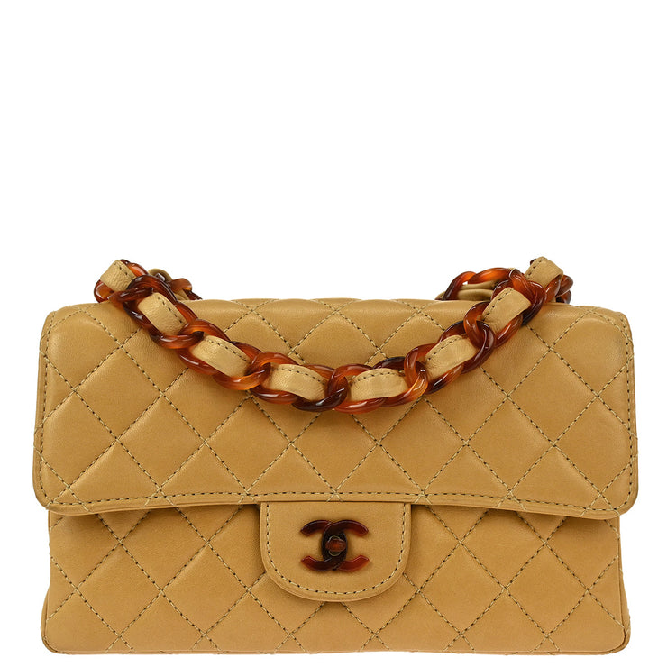 Chanel Beige Lambskin Single Flap Shoulder Bag