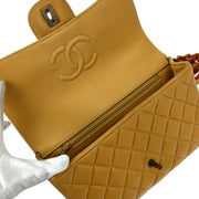 Chanel Beige Lambskin Single Flap Shoulder Bag