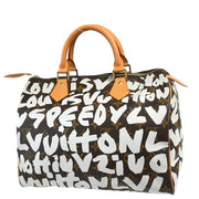 Louis Vuitton 2001 White Monogram Graffiti Speedy 30 Handbag M92195