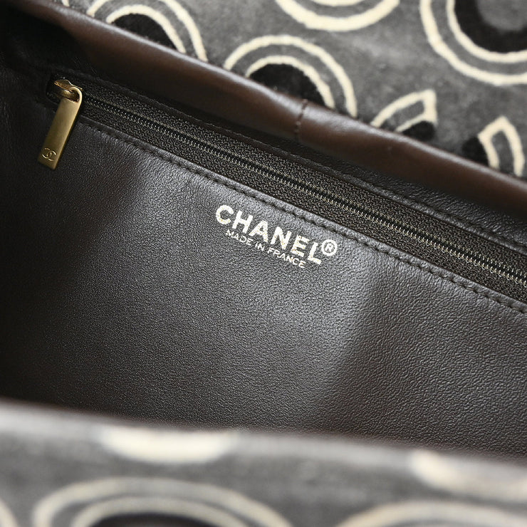 Chanel 2002-2003 Gray Velvet COCO Handbag