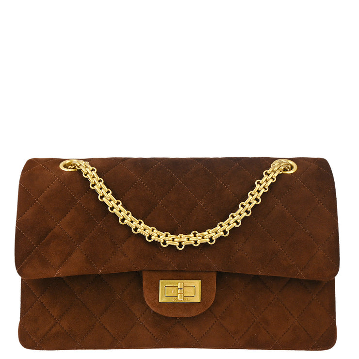 Chanel Brown Suede 2.55 Medium Double Flap Shoulder Bag