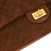 Chanel Brown Suede 2.55 Medium Double Flap Shoulder Bag