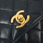 Chanel 1986-1988 Navy Calfskin 2way Shoulder Handbag