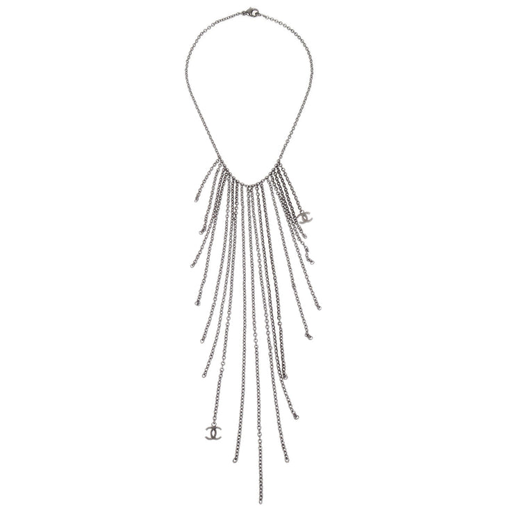 Chanel 2002 Fringe Chain Necklace Silver 02A