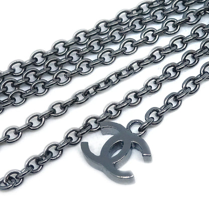 Chanel Fringe Chain Necklace Silver 02A