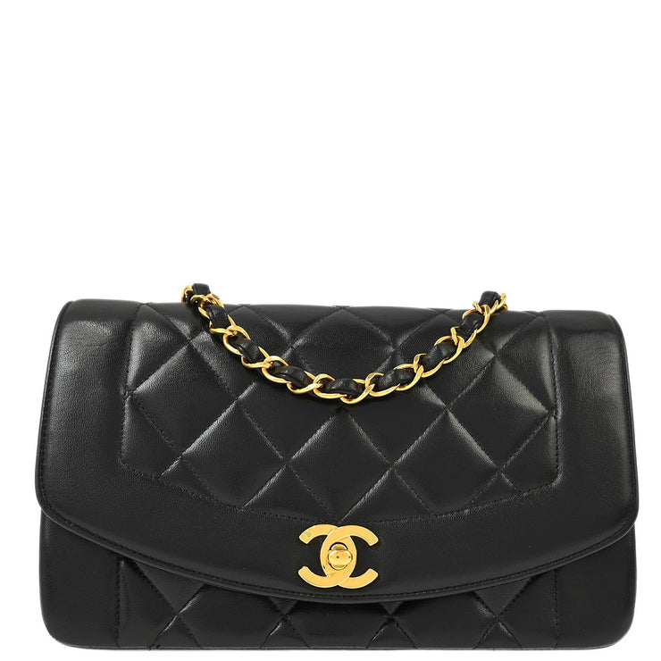 Chanel Black Lambskin Small Diana Shoulder Bag