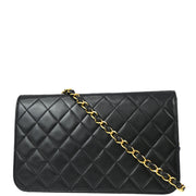 Chanel Black Lambskin Pushlock Small Full Flap Shoulder Bag