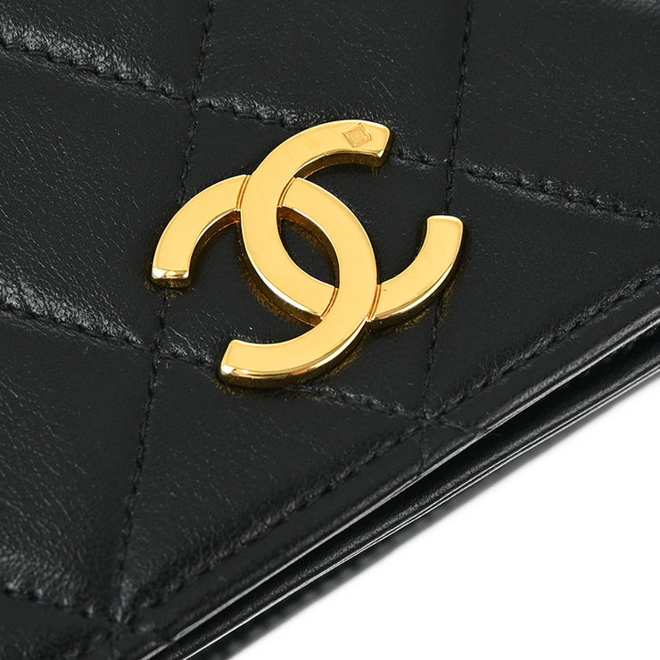 Chanel Black Lambskin Pushlock Small Full Flap Shoulder Bag