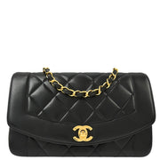 Chanel 1996-1997 Black Lambskin Small Diana Shoulder Bag