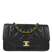 Chanel 1994-1996 Black Lambskin Small Diana Shoulder Bag