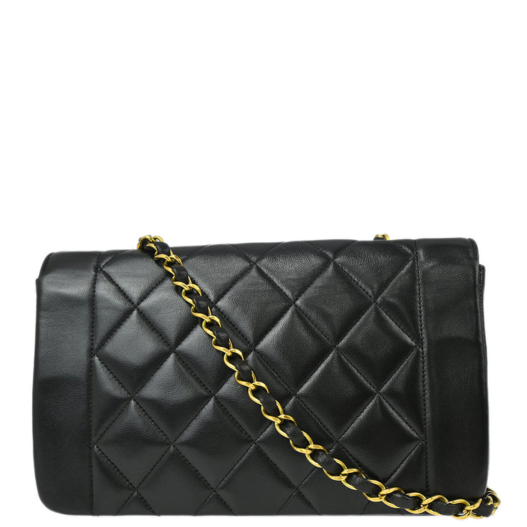 Chanel 1994-1996 Black Lambskin Small Diana Shoulder Bag