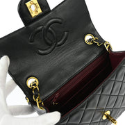 Chanel 1994-1996 Black Lambskin Mini Classic Square Flap Shoulder Bag 17