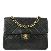 Chanel Black Lambskin Classic Square Flap Shoulder Bag 20