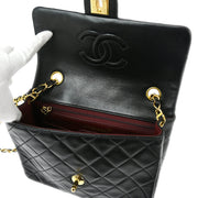 Chanel Black Lambskin Classic Square Flap Shoulder Bag 20