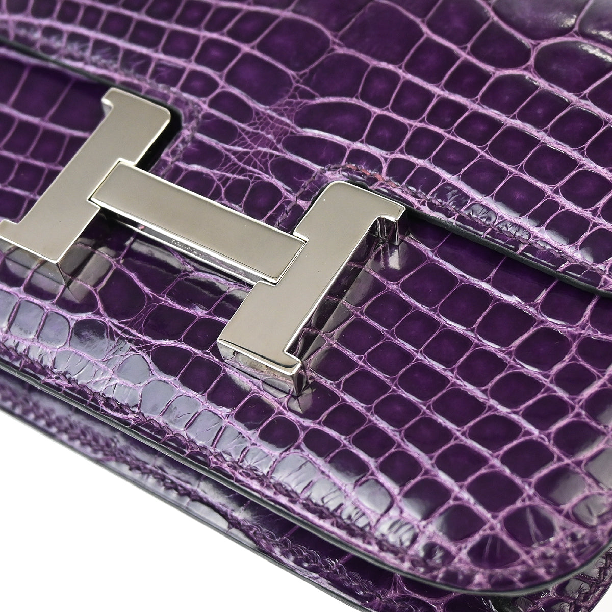 Hermes * 2010 Amethyst Alligator Crocodile Constance 14 Shoulder Bag