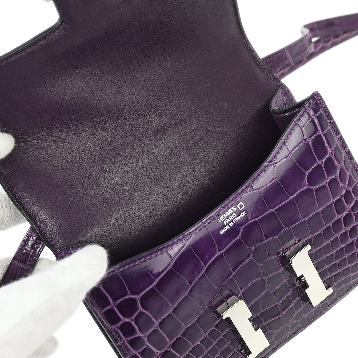 Hermes * 2010 Amethyst Alligator Crocodile Constance 14 Shoulder Bag