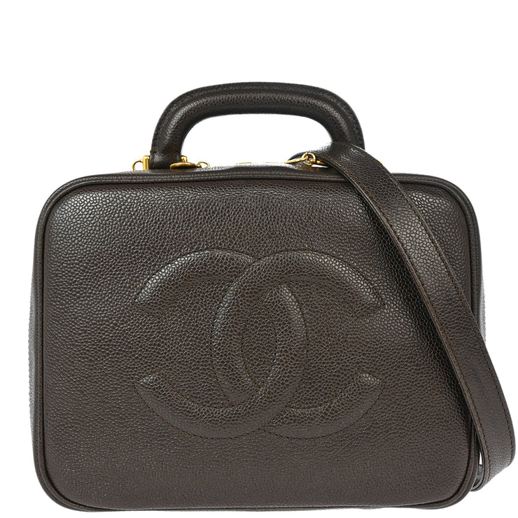 Chanel 1996-1997 Brown Caviar Timeless Lunch Box Vanity 24