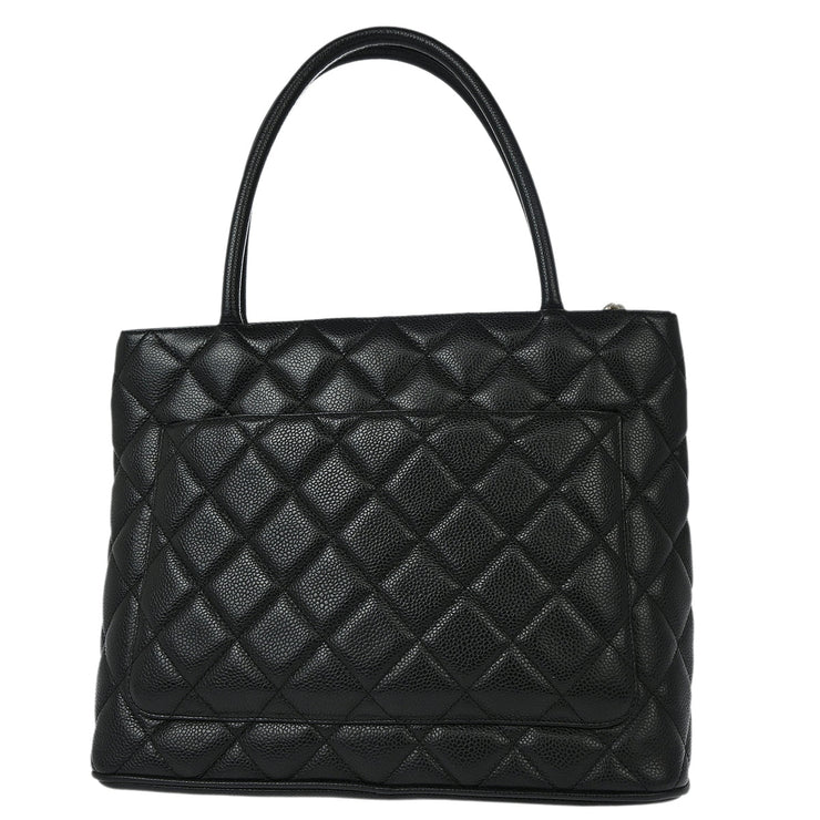 Chanel 2003-2004 Black Caviar Medallion Tote Handbag