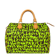 Louis Vuitton 2009 Green Monogram Graffiti Speedy 30 Handbag M93706