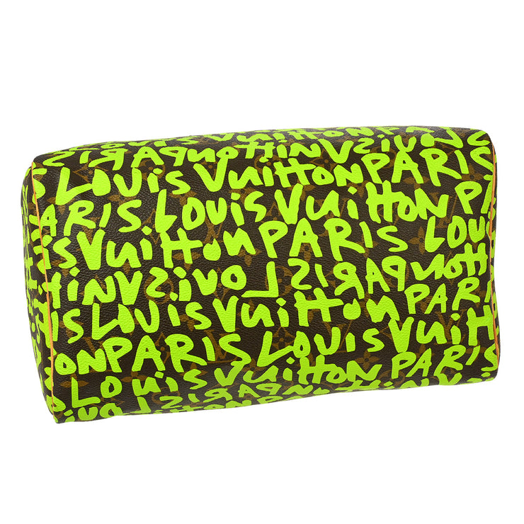 Louis Vuitton 2009 Green Monogram Graffiti Speedy 30 Handbag M93706