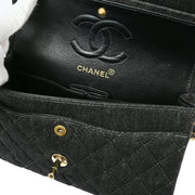 Chanel 1997-1999 Black Denim Small Classic Double Flap Shoulder Bag