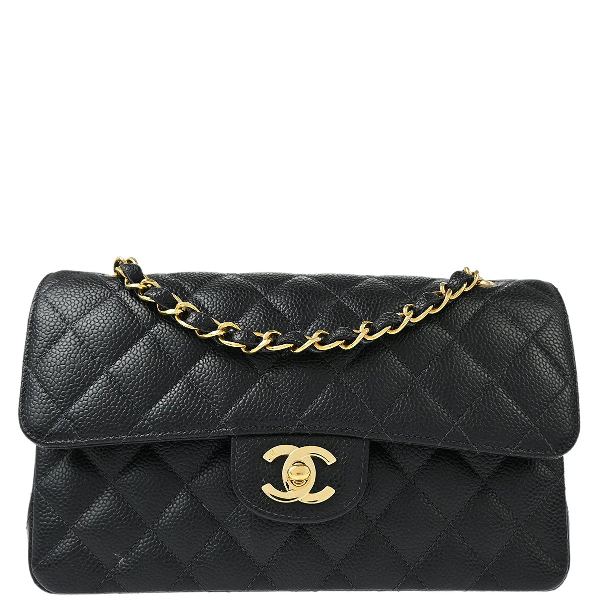 Chanel 2004-2005 Black Caviar Small Classic Double Flap Shoulder
