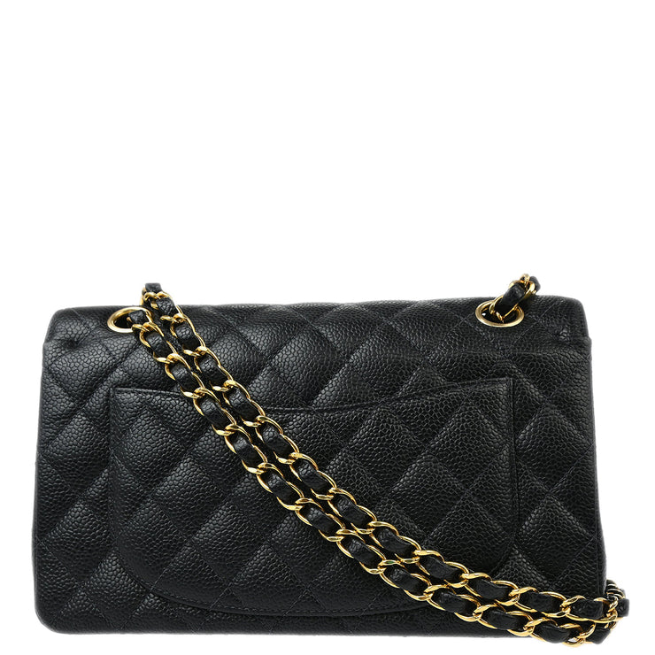 Chanel 2004-2005 Black Caviar Small Classic Double Flap Shoulder Bag