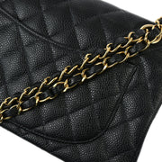 Chanel 2004-2005 Black Caviar Small Classic Double Flap Shoulder Bag