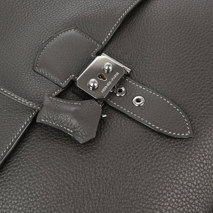 Hermes 2005 Graphite Taurillon Clemence Sac a Depeches 38 Briefcase