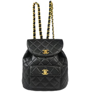 Chanel 1994-1996 Black Lambskin Large Duma Backpack