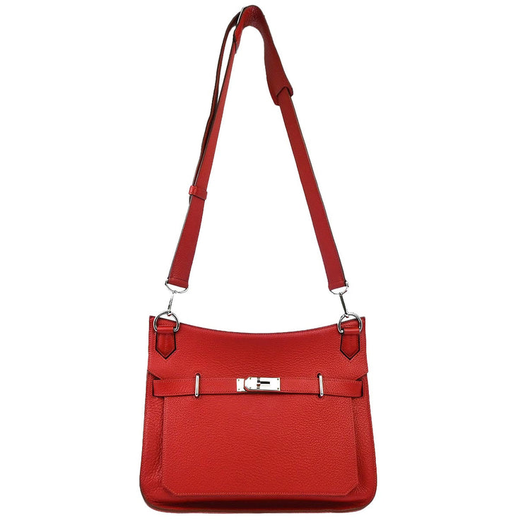 Hermes 2009 Red Taurillon Clemence Jypsiere 34 Shoulder Bag