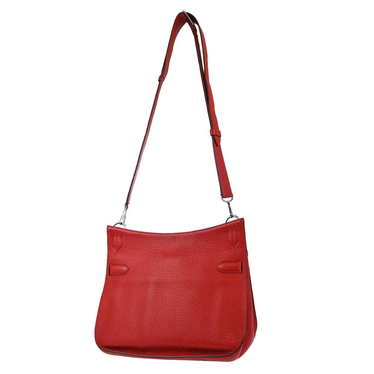 Hermes 2009 Red Taurillon Clemence Jypsiere 34 Shoulder Bag