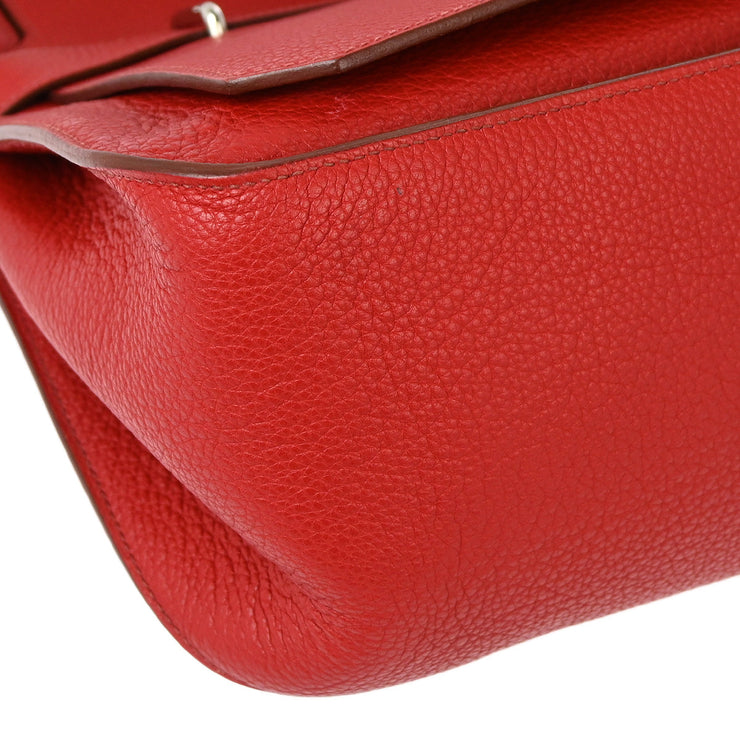 Hermes 2009 Red Taurillon Clemence Jypsiere 34 Shoulder Bag