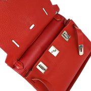 Hermes 2009 Red Taurillon Clemence Jypsiere 34 Shoulder Bag