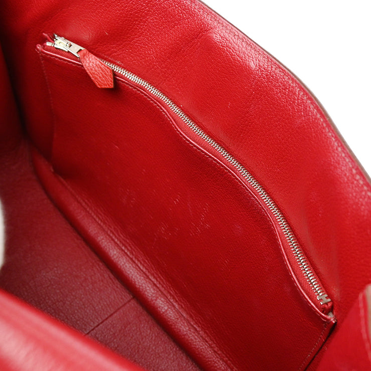 Hermes 2009 Red Taurillon Clemence Jypsiere 34 Shoulder Bag