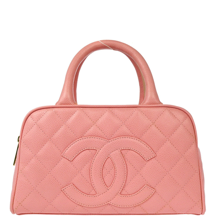 Chanel 2003-2004 Pink Caviar Bowling Bag 27