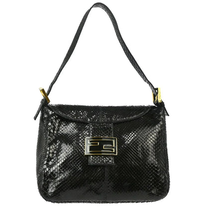 Fendi 2003* Black Python Mamma Baguette Handbag