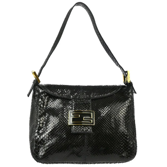 Fendi 2003* Black Python Mamma Baguette Handbag