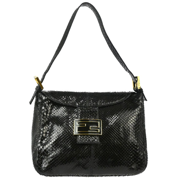 Fendi * Black Python Mamma Baguette Handbag