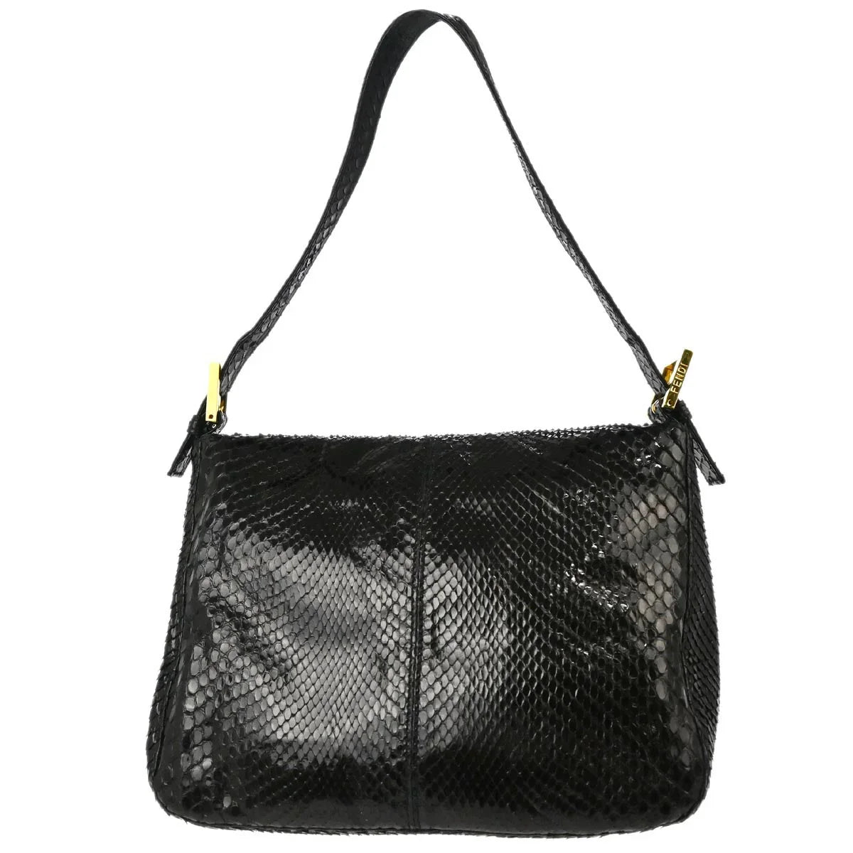 Fendi 2003* Black Python Mamma Baguette Handbag