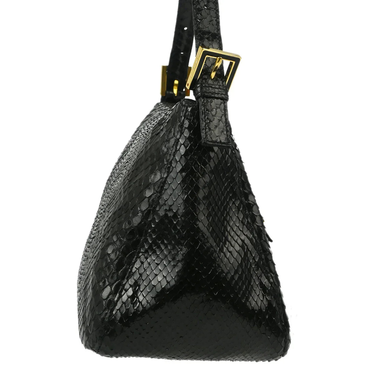 Fendi 2003* Black Python Mamma Baguette Handbag