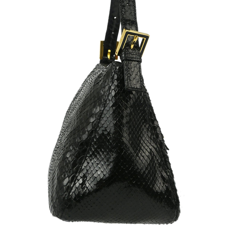 Fendi * Black Python Mamma Baguette Handbag