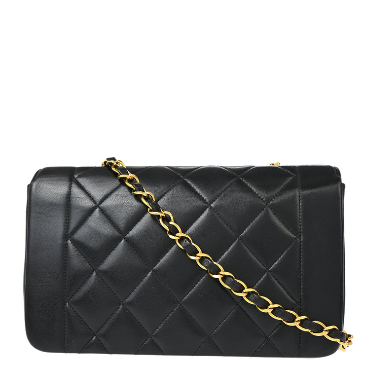 Chanel 1991-1994 Black Lambskin Small Diana Shoulder Bag